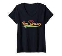Mujer Funny School Bus Driver, World'S Best Bus Driver Ever Camiseta Cuello V
