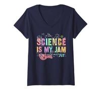 Mujer Funny Science es mi Profesor de Jam Stem Camp, enseño tecnología Nerd Camiseta Cuello V