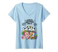 Mujer Funny Seagull I Axolotl Preguntas Pre-K Juego de Palabras Escuela del Primer día Camiseta Cuello V