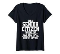 Mujer Funny Senior Citizen No Puedo Escuchar una Palabra Que estás Diciendo Camiseta Cuello V