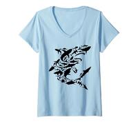 Mujer Funny Shark Lover Ocean Animal Marine Biology Week Gift Camiseta Cuello V