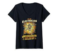 Mujer Funny Shut The Main Breaker Off Electrician Humor Camiseta Cuello V