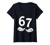 Mujer Funny Six Seven 6 7 Meme Gen Alpha Slang 6 7 Hands Camiseta Cuello V