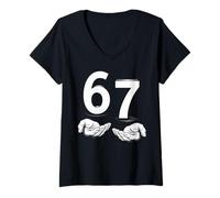 Mujer Funny Six Seven 6 7 Meme Gen Alpha Slang 6 7 Hands Camiseta Cuello V