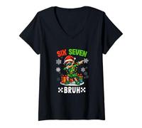 Mujer Funny Six Seven Dabbing Girl Elf Christmas Women Girls Camiseta Cuello V