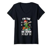 Mujer Funny Six Seven Dabbing Girl Elf Christmas Women Girls Camiseta Cuello V