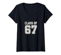 Mujer Funny Six Seven Varsity Class of 67 Meme Gen Alpha Slang Camiseta Cuello V