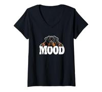 Mujer Funny Sleep Nap Vibe Mood Rottweiler Lover Camiseta Cuello V
