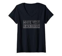 Mujer Funny Slogan White Vest Black Edition - Chaleco blanco Camiseta Cuello V
