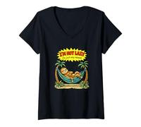 Mujer Funny Sloth I'm Not Lazy Just Relaxed Hamaca Dormir Camiseta Cuello V