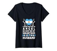 Mujer Funny Smartass Argentinian Husband Argentina Flag Spouses Camiseta Cuello V