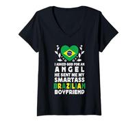 Mujer Funny Smartass Brazilian Boyfriend Brazil Flag Camiseta Cuello V