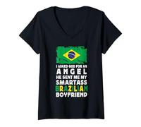 Mujer Funny Smartass Brazilian Boyfriend Brazil Flag Camiseta Cuello V