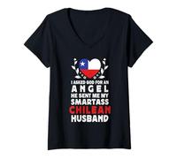 Mujer Funny Smartass Chilean Husband Chile Flag Spouses Camiseta Cuello V