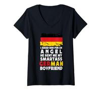 Mujer Funny Smartass German Boyfriend Germany Flag Camiseta Cuello V