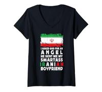 Mujer Funny Smartass Iranian Boyfriend Iran Flag Camiseta Cuello V