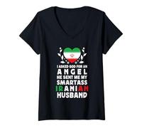 Mujer Funny Smartass Iranian Husband Iran Flag Spouses Camiseta Cuello V