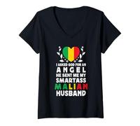 Mujer Funny Smartass Malian Husband Mali Flag Spouses Camiseta Cuello V