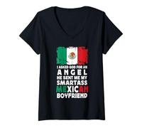 Mujer Funny Smartass Mexican Boyfriend Mexico Flag Camiseta Cuello V