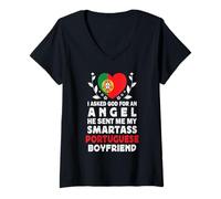 Mujer Funny Smartass Portuguese Boyfriend Portugal Flag Camiseta Cuello V