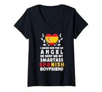 Mujer Funny Smartass Spanish Boyfriend Spain Flag Camiseta Cuello V