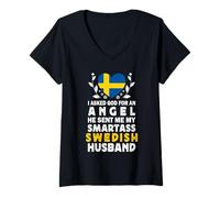 Mujer Funny Smartass Swedish Husband Sweden Flag Spouses Camiseta Cuello V