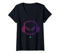 Mujer Funny SmilingFace DJ Malva - Cute Two Purple Color Camiseta Cuello V