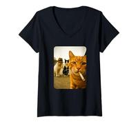 Mujer Funny Smoking Cat Meme Cigarette Cat Hilarious Cats Gang Camiseta Cuello V