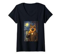 Mujer Funny Smoking German Shepherd Artwork Vintage Dog in Suit Camiseta Cuello V