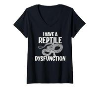 Mujer Funny Snake Reptiles Juego de Palabras Tengo una disfunción Reptil Humor Camiseta Cuello V