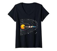 Mujer Funny Solar System Planets Astronauts Space Video Games Kids Camiseta Cuello V