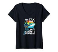 Mujer Funny Spearfishing The Tax Man Shark Diver Camiseta Cuello V