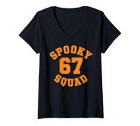 Mujer Funny Spooky Squad 67 Niños Adulto Halloween 67 Haunted by 67 Camiseta Cuello V