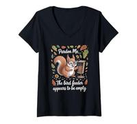 Mujer Funny Squirrel Pardon Me Feeder Empty Diciendo Sarcástico Camiseta Cuello V