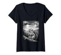 Mujer Funny Squirrel UFO Invasión Conspiración Teoría Amantes Camiseta Cuello V