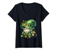 Mujer Funny St Patricks Day GNOME For Women Men Kids Leprechaun Camiseta Cuello V