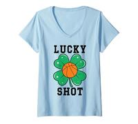 Mujer Funny St Patricks Mens Basketball Shamrock Charm Lucky Shot Camiseta Cuello V