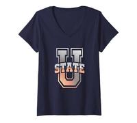 Mujer Funny State University Graduado de Educación Universitaria Soy Tan Camiseta Cuello V