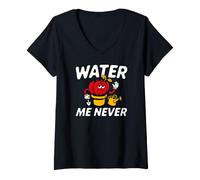 Mujer Funny Succulent Plant Killer Water Me Never Gardening Camiseta Cuello V