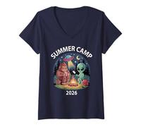 Mujer Funny Summer Camp 2026 Alien Camping Director Anfitrión del Equipo Camiseta Cuello V