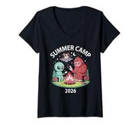 Mujer Funny Summer Camp 2026 Alien UFO Personal Escuadrón Director Enfermera Camiseta Cuello V