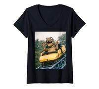 Mujer Funny T-Rex Roller Coaster Meme Silly Graphic Dino Camiseta Cuello V