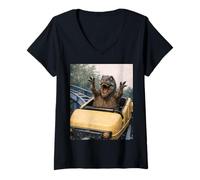Mujer Funny T-Rex Roller Coaster Meme Silly Graphic Dino Camiseta Cuello V