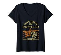 Mujer Funny Tattoo Lovers Tatuaje Artista Tatuaje Máquina Tatuador Camiseta Cuello V