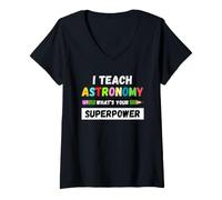 Mujer Funny Teacher - Enseño a astronomía cuál es tu Superpoder Camiseta Cuello V