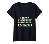 Mujer Funny Teacher - Enseño a la química cuál es tu Superpoder Camiseta Cuello V