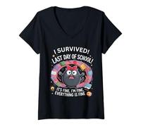 Mujer Funny Teacher I Survived Last Day of School 2025 Está Bien Camiseta Cuello V
