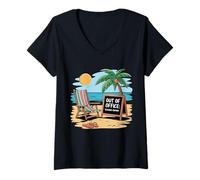 Mujer Funny Teacher Vacation Beach Relaxing Summer Vibes Camiseta Cuello V