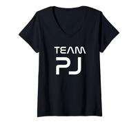 Mujer Funny Team PJ First Name Nickname Modern Camiseta Cuello V