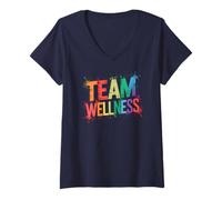Mujer Funny Team Wellness PT Yoga Camp OT Fitness Entrenador Personal Camiseta Cuello V